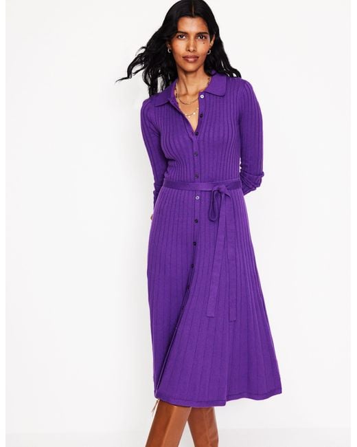 Boden Purple Rachel Knitted Shirt Dressamethyst