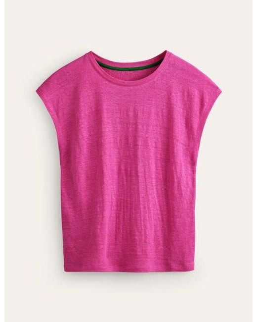 Boden Pink Louisa Leinen-T-Shirt Mit Rundhalsausschnitt Damen