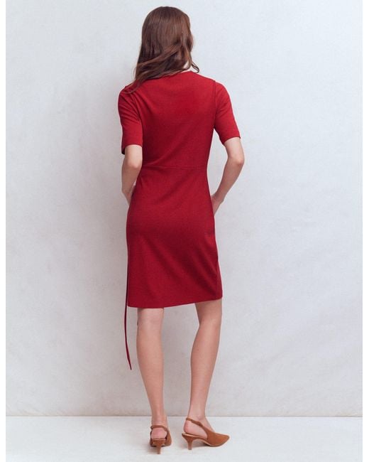 Boden Red Zinnia Tie Jersey Short Dress