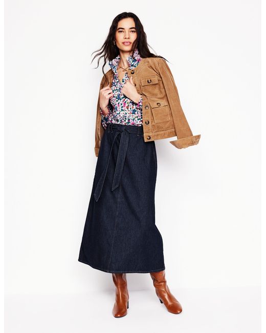 Boden Blue Denim Maxi Skirt