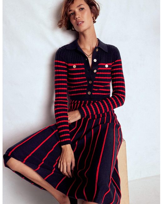 Boden Red Brönte Knitted Rib Shirt Dress