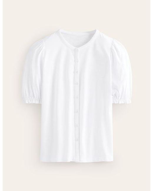 Boden White Dolly Jersey-Hemd Mit Puffärmeln Damen