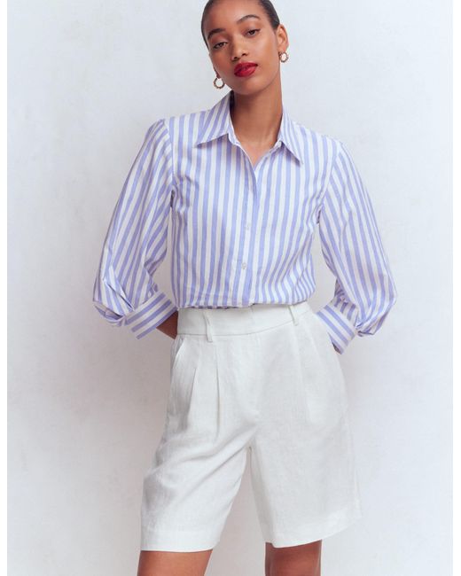 Boden Blue Kensington Linen Shorts