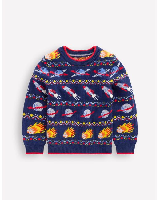 Pull Motif Jacquard-Espace Bleu Marine Universitaire Boden pour homme en coloris Blue