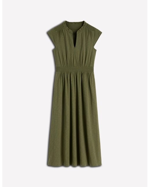 Boden Blue Alba Smocked Jersey Midi Dress