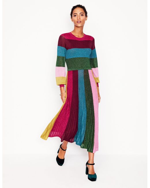 Boden Multicolor Ribbed Metallic Party Dress