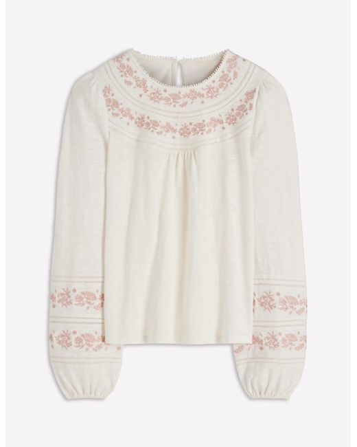 Boden Gray Rosie Embroidered Jersey Top