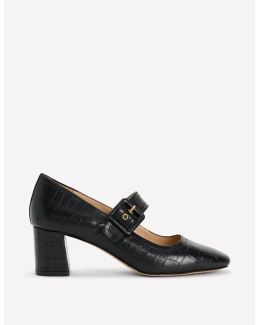 Boden Black Buckle Strap Block Heels