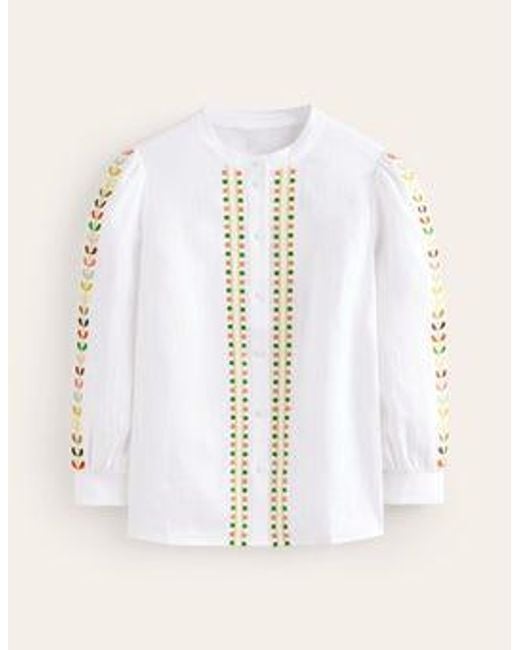 Boden Natural Ava Embroidered Top