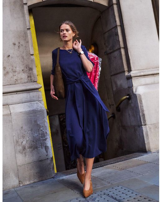 Boden Blue Mathilde Tie Waist Ponte Dress