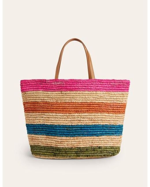 Boden Pink Raffia Tote Bag