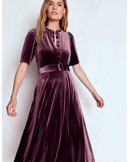 Boden Purple Kate Velvet Shirt Dress