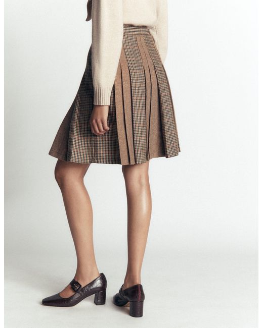 Boden Blue Multi Panel Wool Blend Skirt