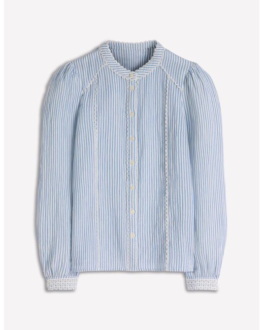 Boden Blue Rhea Trim Doublecloth Top