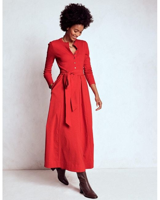 Boden Red Button Detail Mix Dress