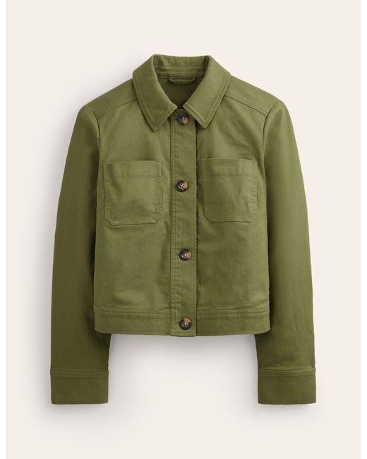 Boden Green Casual Crop Jacket
