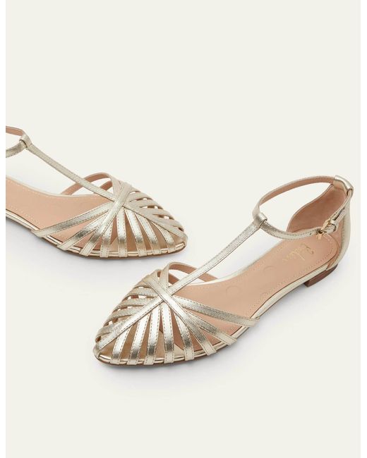 Boden Tess Cage Flat Sandals Pale Metallic