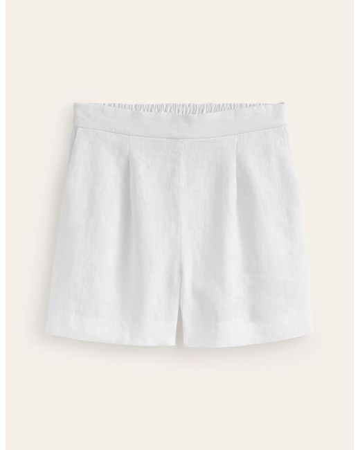 Boden White Hampstead Linen Shorts