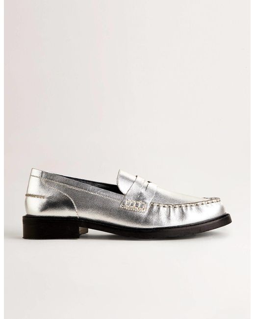 Boden Classic Moccasin Loafers in Silver (White) | Lyst