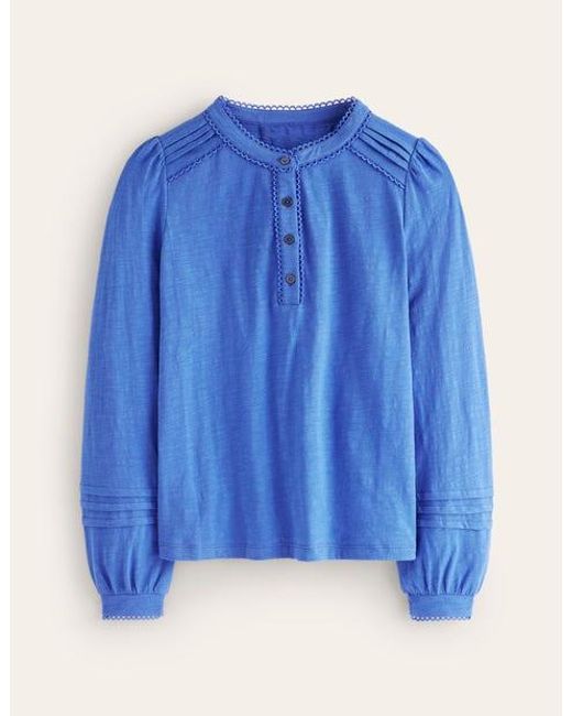 Boden Blue Henrietta Pintuck Henley Top