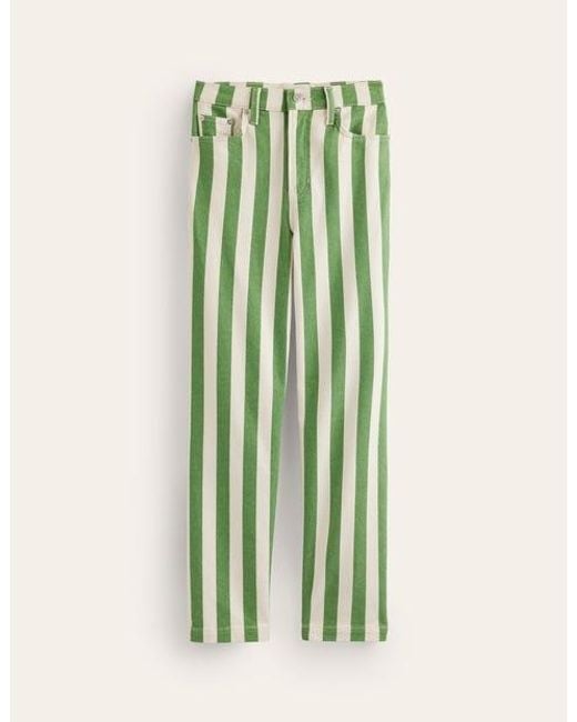 Boden Green Striped Straight Jeans