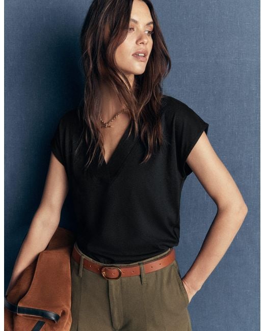Boden Black Supersoft V-Neck T-Shirt