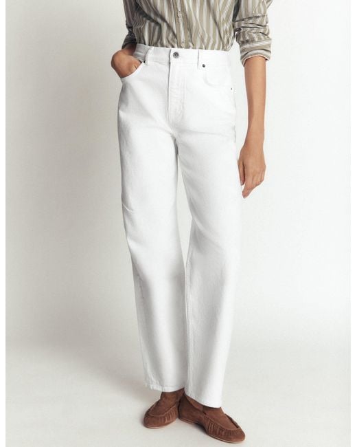 Boden White Barrel Leg Jeans
