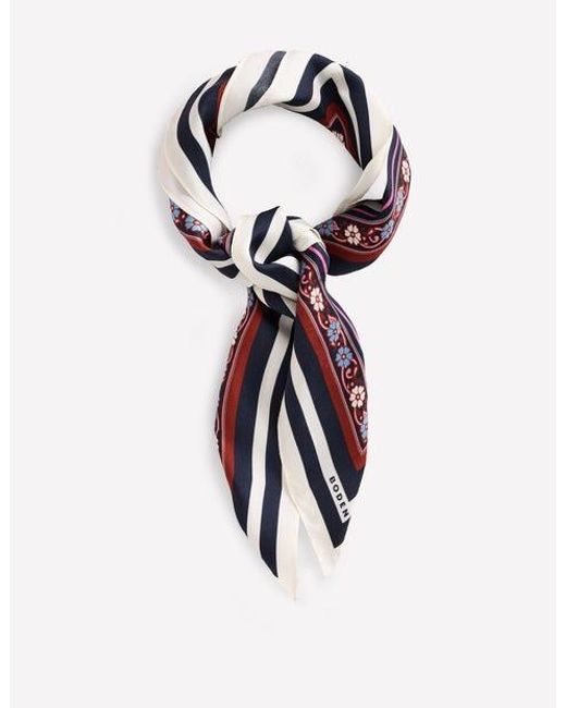 Boden White Silk Square Scarf Multi