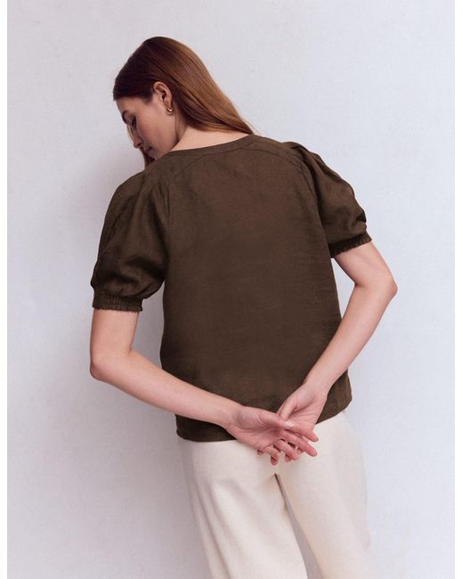 Boden Brown Rae Linen Top