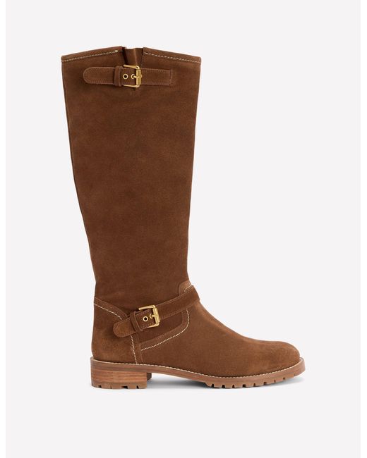 Boden Brown Buckle Knee High Boots