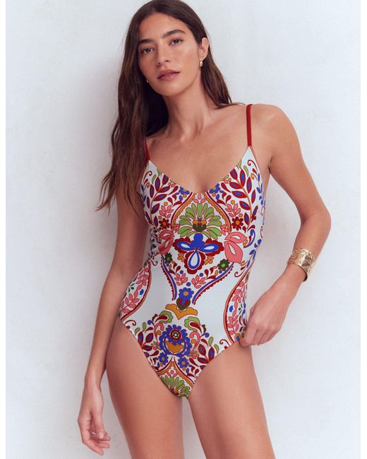 Boden White Palermo V Swimsuit