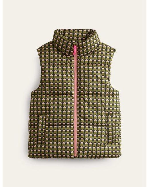 Boden Green Fife Quilted Vest Chalky Pink, Geo Charm