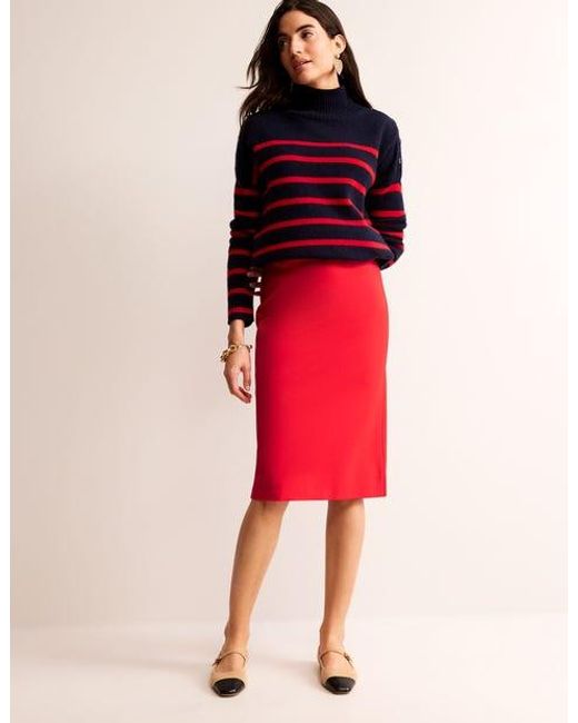 Boden Red Hampshire Ponte Skirt