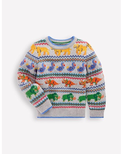 Pull Motif Jacquard-Animaux Préhistoriques Gris Chiné Boden pour homme en coloris Multicolor