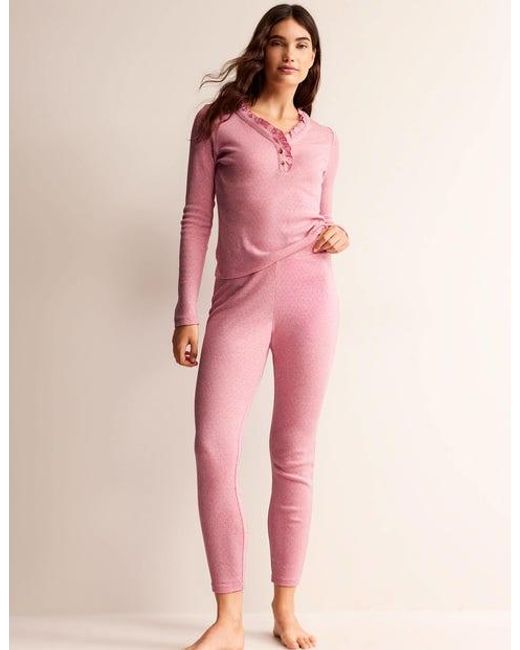 Boden Pink Pyjama-Leggings Aus Jersey Damen