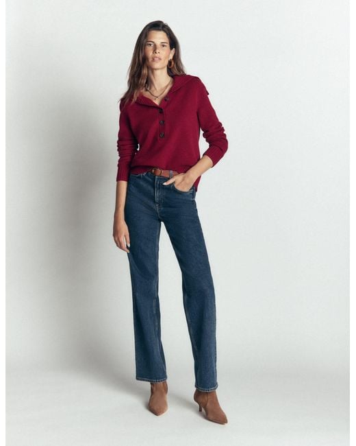 Boden Red Marta Merino Wool Sailor Top