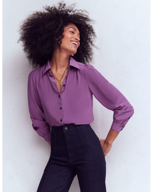 Boden Purple Sara Silk Shirt