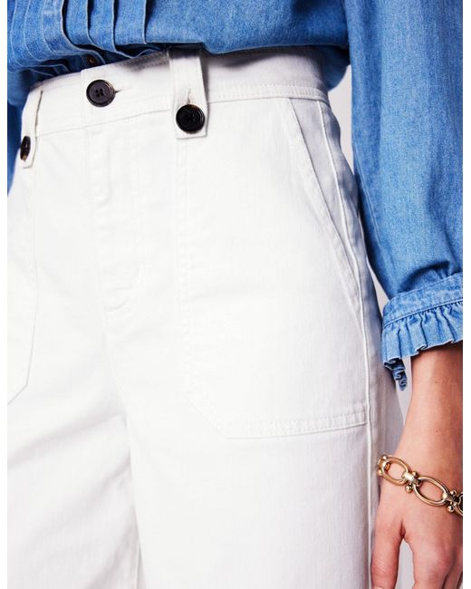 Boden Blue Mid Rise Button Detail Jeans
