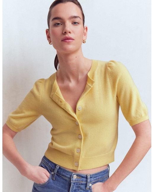 Boden Multicolor Cropped Cashmere Cardigan