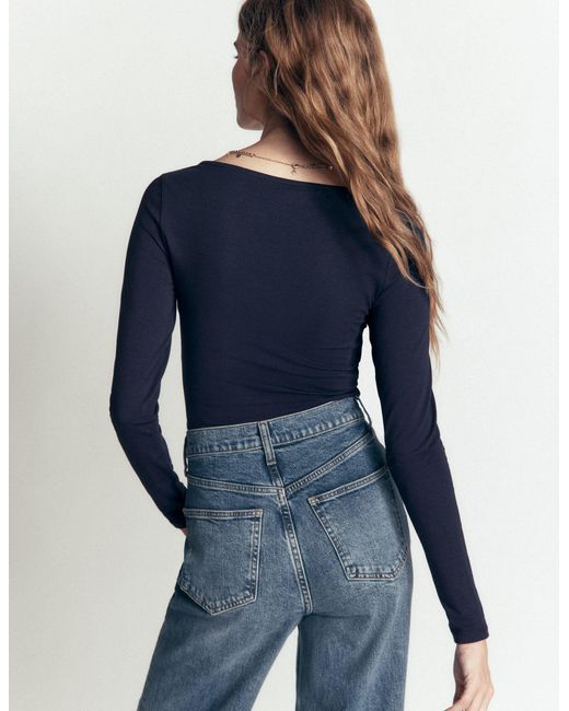 Boden Blue Gathered Detail Long Sleeve