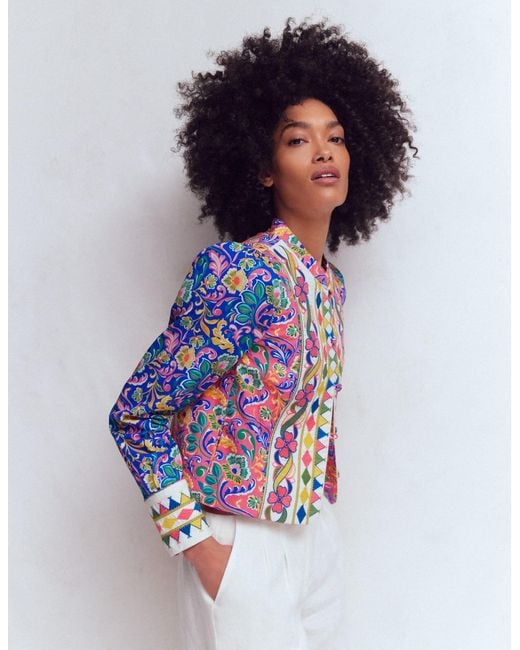 Boden Blue Printed Trim Jacket