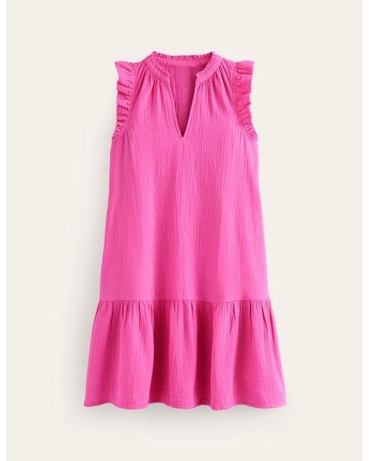 Boden Pink Daisy Double Cloth Short Dress