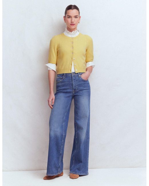 Boden Multicolor Cropped Cashmere Cardigan