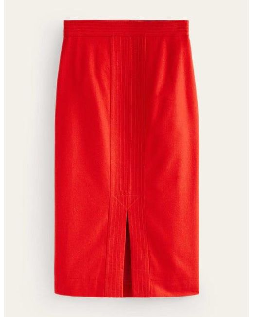 Boden Red Wool Pencil Skirt