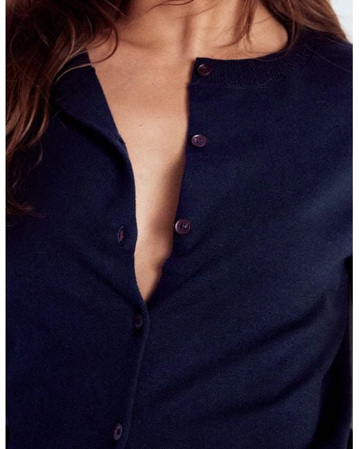 Boden Blue Emilia Cotton Crew Cardigan