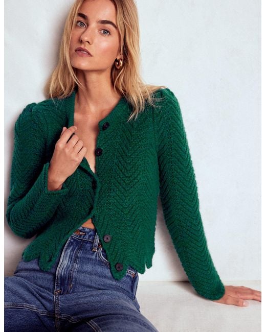 Veste En Maille Épaisse À Chevrons-Émeraude Nocturne Boden en