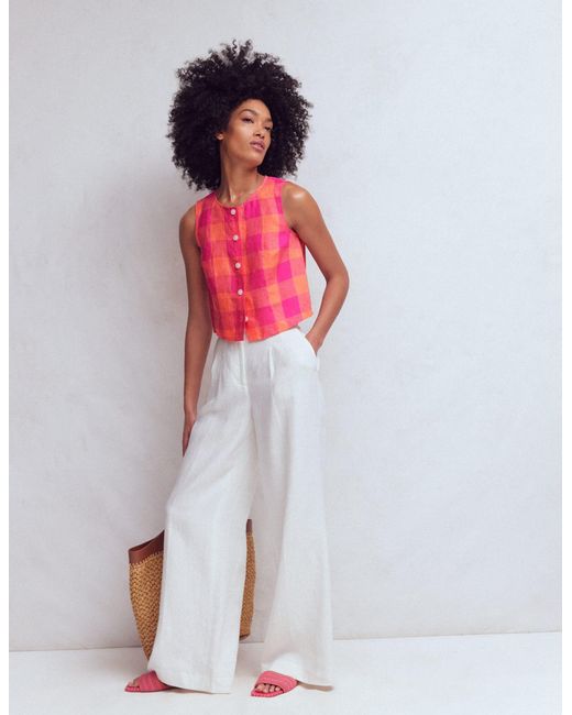 Boden White Andrea Linen Shell Top