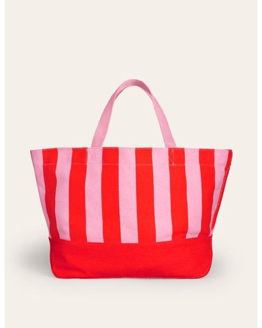 Boden Red Relaxed Canvas Tote Bag