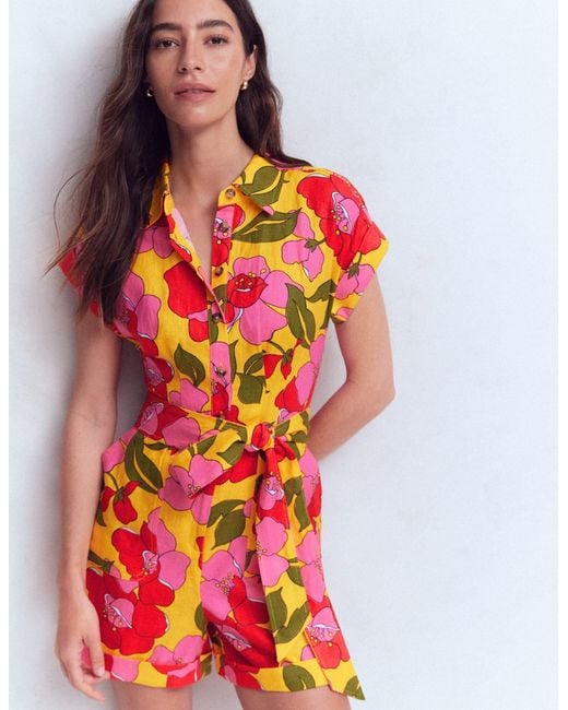 Boden Multicolor Kay Linen Playsuit