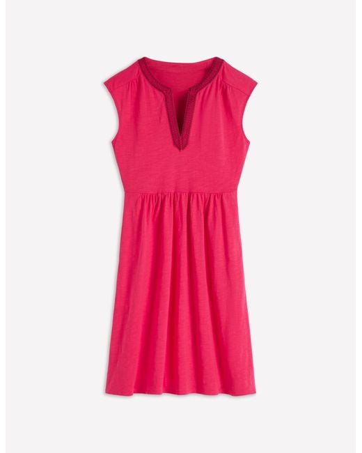 Boden Pink May Embroidered Short Dress